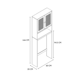 Meuble dessus WC Bali en cannage - Marron