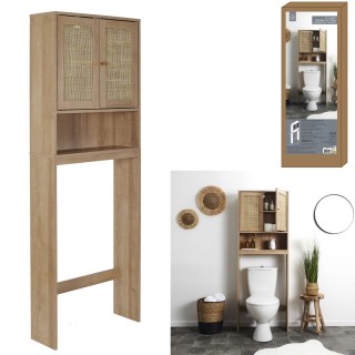 Meuble dessus WC Bali en cannage - Marron