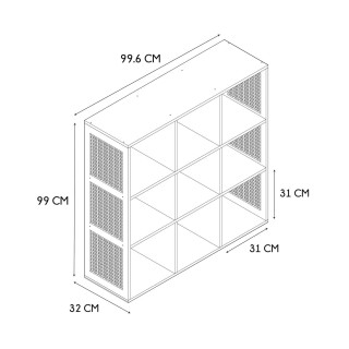 Etagère de rangement 9 cases Bali en cannage - Marron