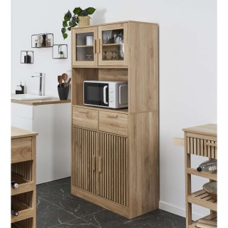 Buffet de cuisine 4 portes 2 tiroirs Saulk en bois - Marron