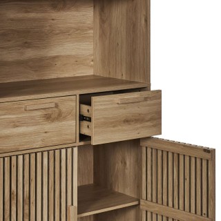 Buffet de cuisine 4 portes 2 tiroirs Saulk en bois - Marron