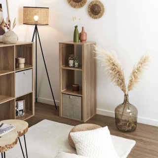 Etagère de rangement 3 cases Saulk en bois - Marron