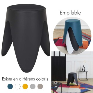 Tabouret d'appoint empilable Emma - Noir