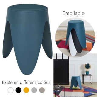 Tabouret d'appoint empilable Emma - Bleu canard