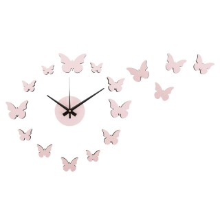 Horloge murale Papillons - Rose