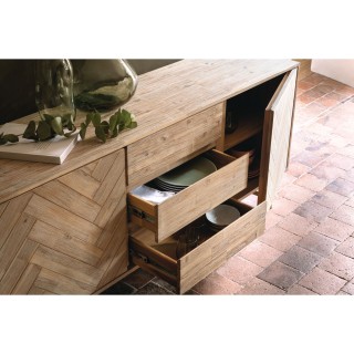 Buffet 3 tiroirs et 2 portes Aeris en bois - Marron