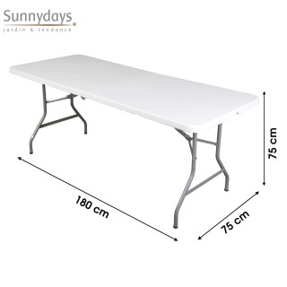 Table de réception pliante pour 8 personnes - Blanc