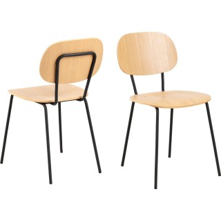 Lot de 2 chaises Daphné en bois et métal - Beige et noir