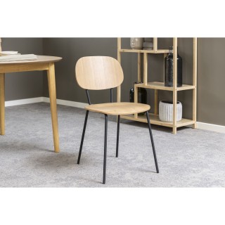 Lot de 2 chaises Daphné en bois et métal - Beige et noir