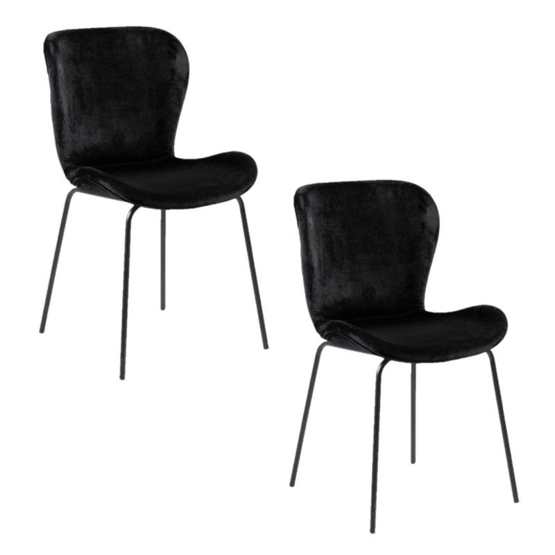 Lot de 2 chaises Léonce en velours et métal - Noir