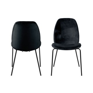 Lot de 2 chaises Billie en velours et métal - Noir