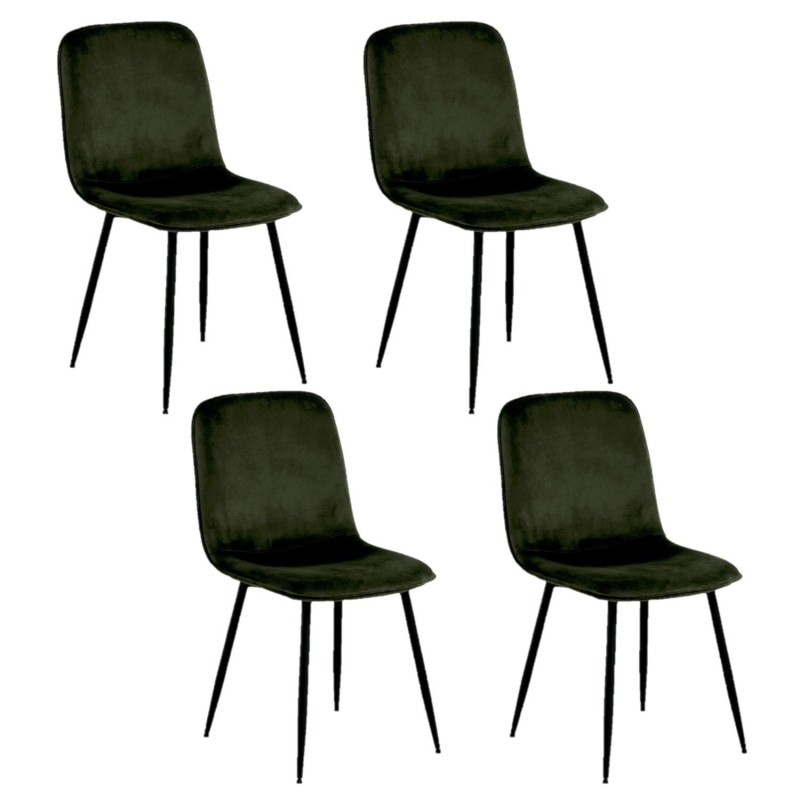 Lot de 4 chaises Kate en velours et métal - Vert