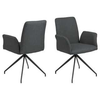 Fauteuil de table Lou en tissu - Gris foncé