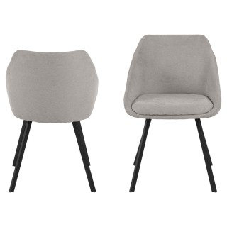 Lot de 2 fauteuils de table Maxine en tissu - Gris