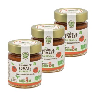 Lot 3x Suprême de tomates au basilic BIO - Pot 130g