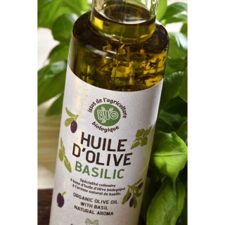 Lot 3x Huile d’olive extra vierge basilic BIO - Bouteille 250ml