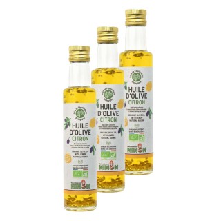 Lot 3x Huile d’olive extra vierge citron BIO - Bouteille 250ml