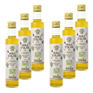 Lot 6x Huile d’olive extra vierge ail BIO - Bouteille 250ml