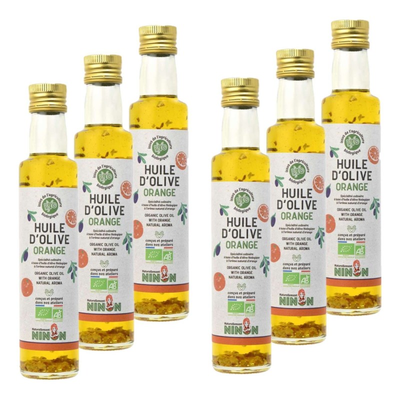 Lot 6x Huile d’olive extra vierge orange BIO - Bouteille 250ml