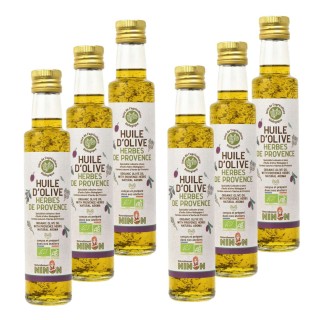 Lot 6x Huile d’olive extra vierge herbes de Provence BIO - Bouteille 250ml
