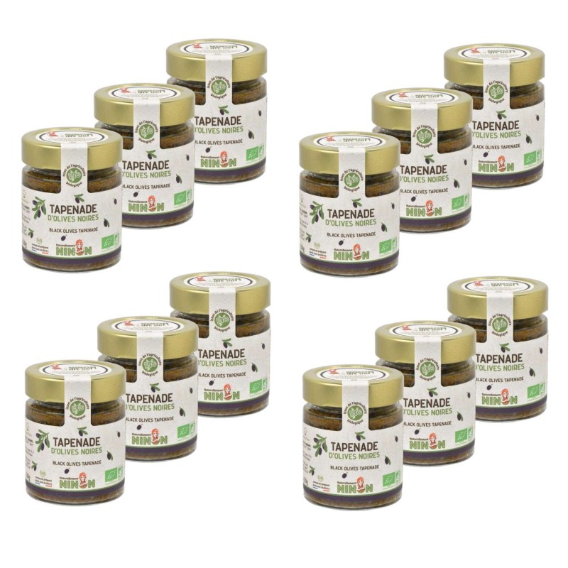 Lot 12x Tapenade d’olives noires BIO - Pot 130g