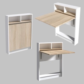 Table pliante Aymar en bois - Blanc et beige