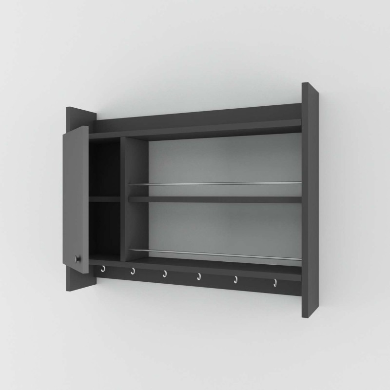 Etagère de cuisine 1 porte Hector en bois - Gris anthracite