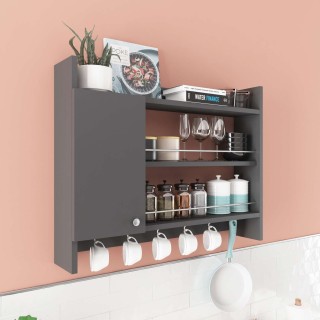 Etagère de cuisine 1 porte Hector en bois - Gris anthracite