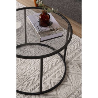 Table basse Solsiste en verre - Diam 80 cm - Noir