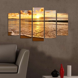 Lot de 5 tableaux coucher de soleil - Orange