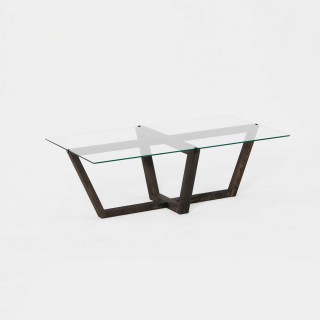 Table basse Onyxale en verre et bois massif - Transparent et gris foncé