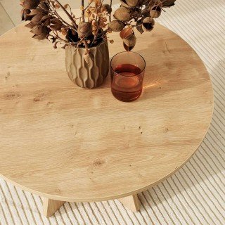 Table basse ronde Valence en bois - Beige