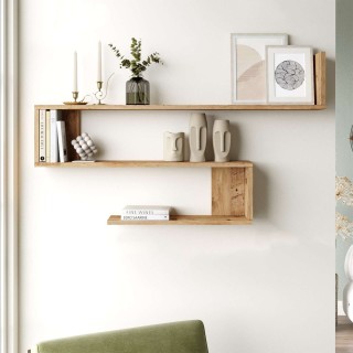 Etagère murale 3 tablettes Oscillia en bois - Beige