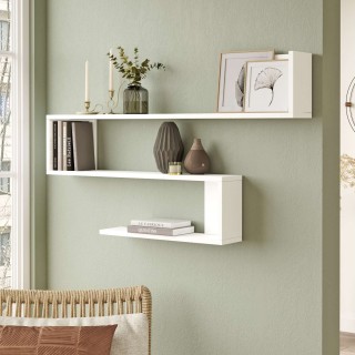 Etagère murale 3 tablettes Oscillia en bois - Blanc