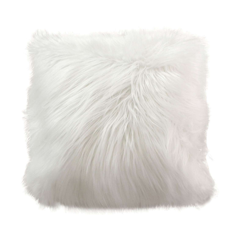 Coussin doux à poils longs Epicéa - 45 x 45 cm - Blanc