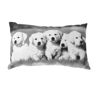Coussin imprimé chiens - 30 x 50 cm - Noir et blanc