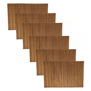 Lot de 6 sets de table en bambou foncé rectangulaire - 45 x 30 cm