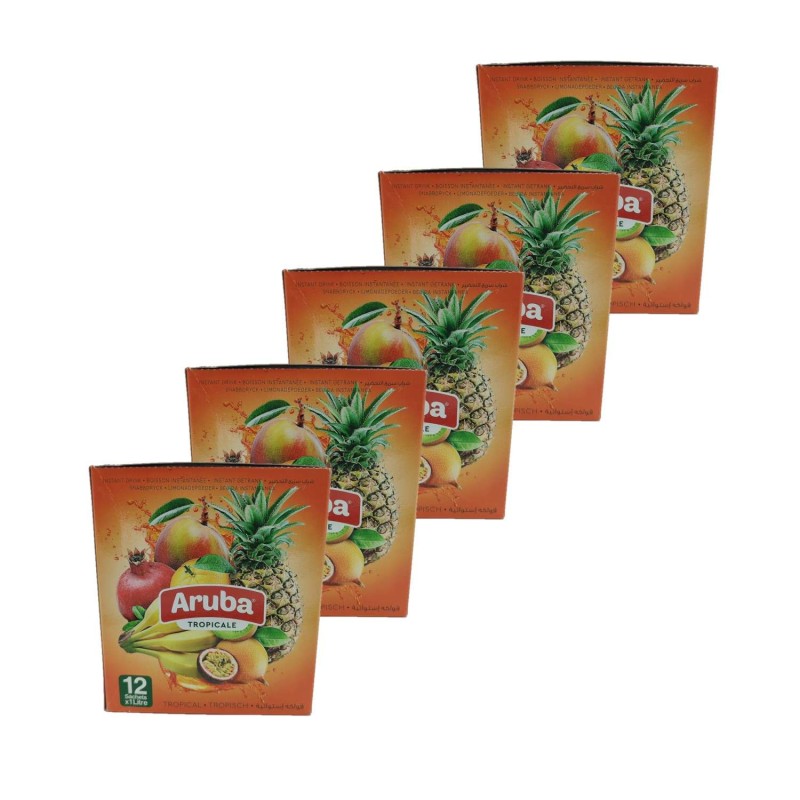 Lot 5x Boisson instantanée arôme tropical - 12 x 30g - Boîte 1,8kg