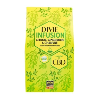 Infusion citron, gingembre et chanvre BIO - 20 sachets - Boîte 44g