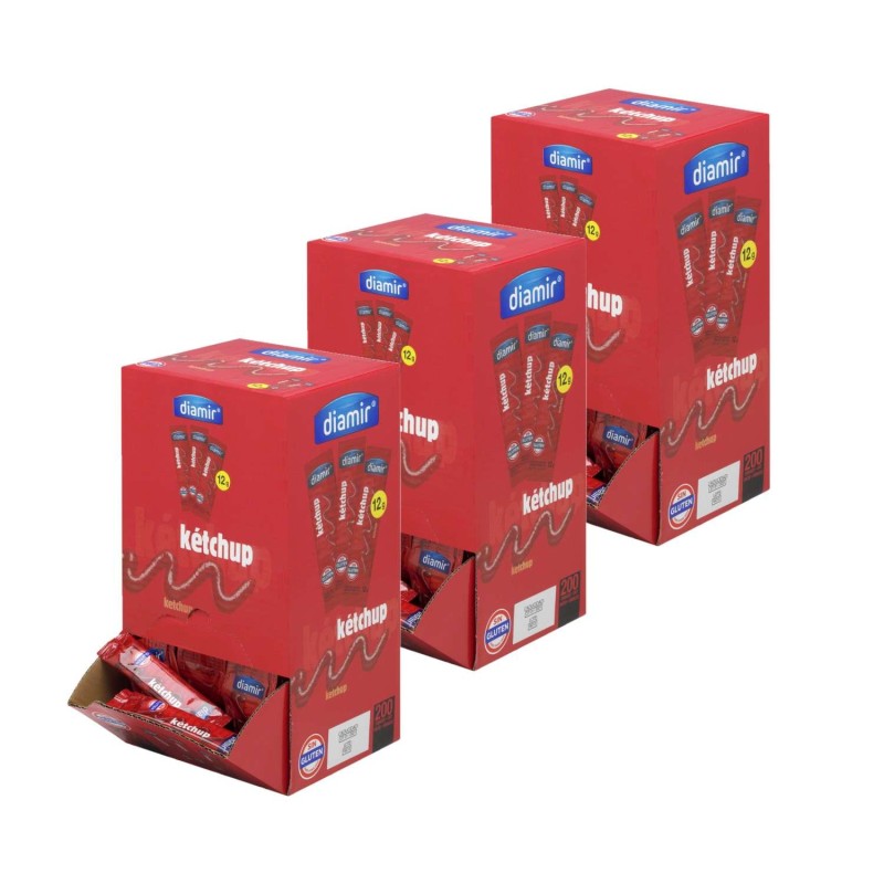 Lot 3x Ketchup - 200 dosettes 12g - Boîte 2,4kg