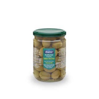 Lot 3x Olive verte entière goût anchois - Bocal 420g