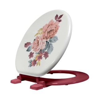 Abattant et tapis WC Pasadera - Blanc et rose