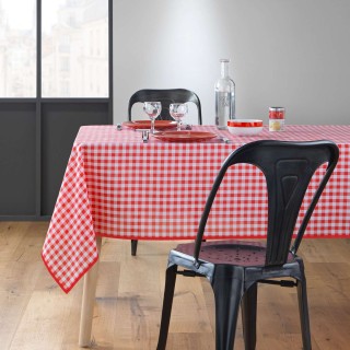 Nappe rectangulaire antitache Vichy - L. 150 x l. 240 cm - Rouge