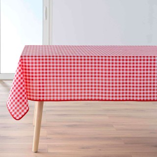 Nappe rectangulaire antitache Vichy - L. 150 x l. 240 cm - Rouge