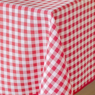 Nappe rectangulaire antitache Vichy - L. 150 x l. 240 cm - Rouge