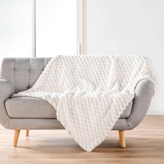 Plaid Samoëns effet doux et sherpa - 150 x 125 cm - Blanc