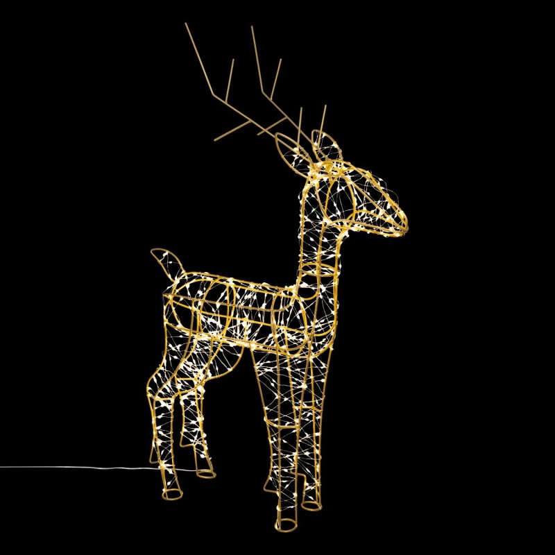 Décoration de Noël lumineuse d'extérieur - Renne doré - H. 75 cm