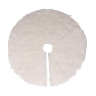 Tapis pour sapin de Noël duveteux - D. 90 cm - Blanc