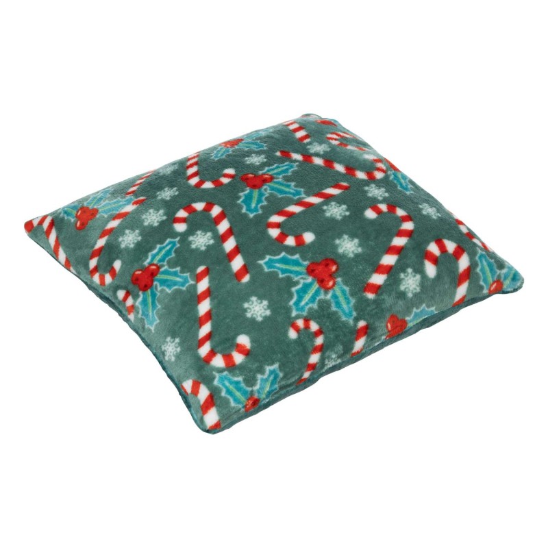 Coussin de Noël Houx et sucres d'orge - 40 x 40 cm - Vert et rouge