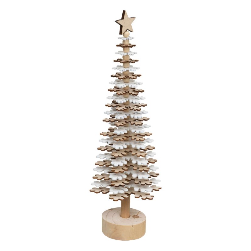 Sapin de Noël Flocon en bois - H. 40 cm